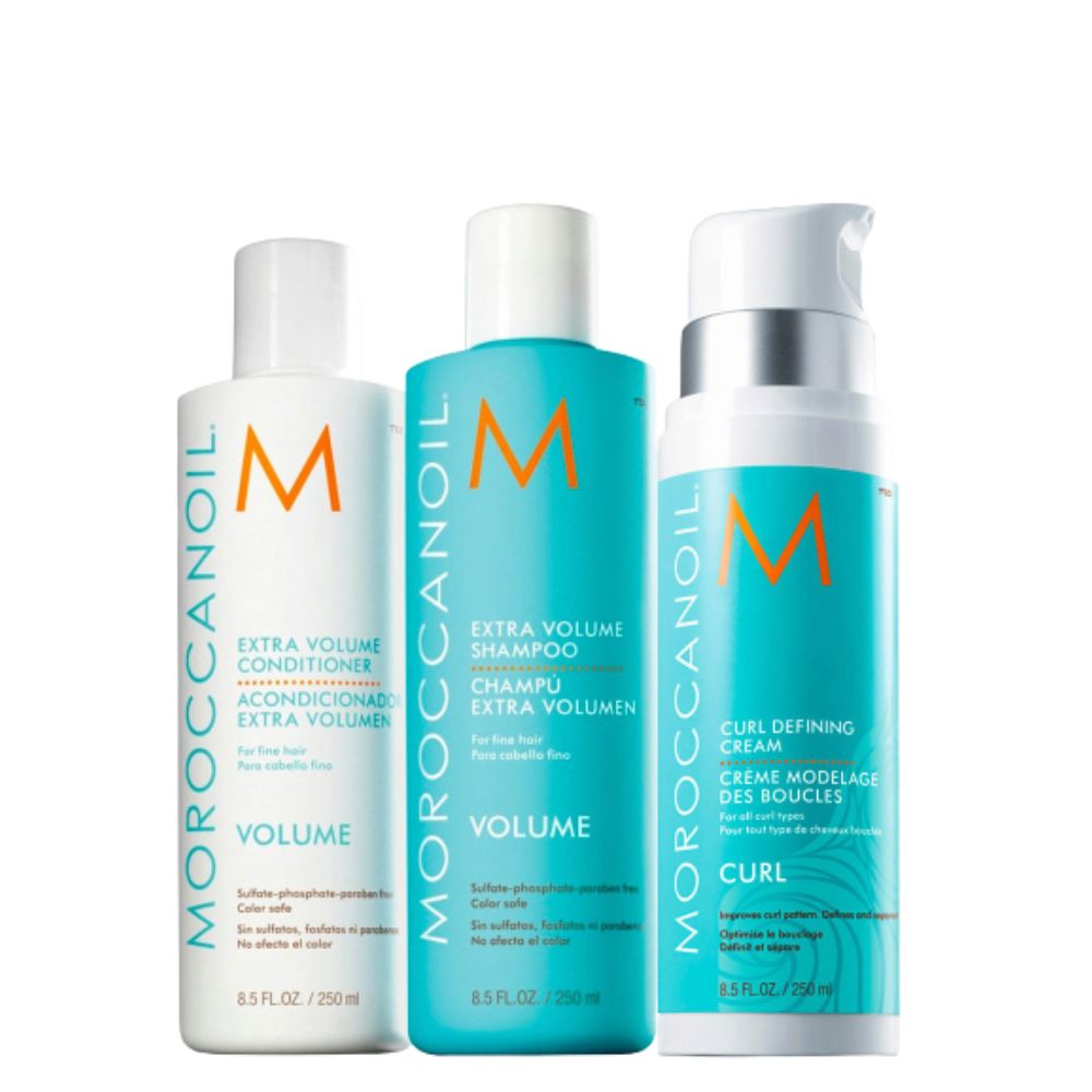 250ml (11) Moroccanoil Kit Extra Volume Shampoo 250 ml + Conditioner 250 ml + Curl Defining Cream 250 ml