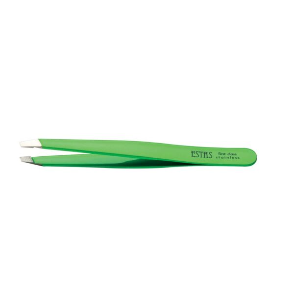 ESTAS PINZETTA INOX OBLIQUA FLUO GREEN