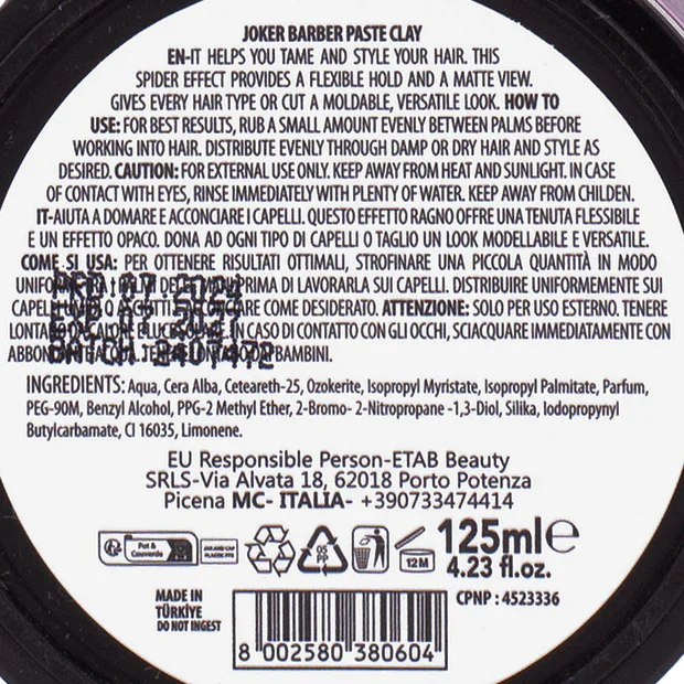 Joker Barber Paste Clay Fiber Touch 125 ml